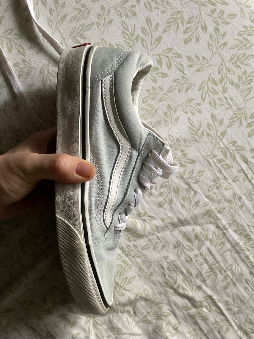 Vans Women’s Low-Top Lace-Up Sneakers in Light Blue and White